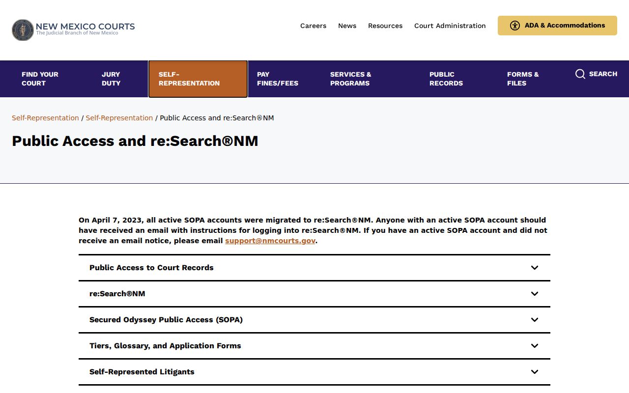 New Mexico Judiciary public access options for Case Lookup and court research